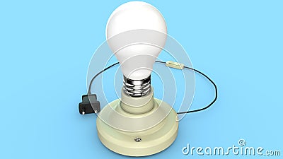 CFL bulb with holder and switch 3d illustration Cartoon Illustration