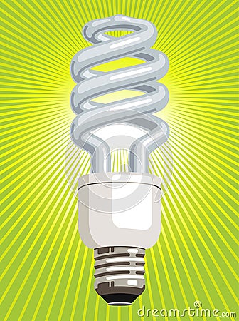 CFL Light Bulb with green background Vector Illustration