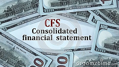 CFS - acronym on the background of cash dollar bills Stock Photo