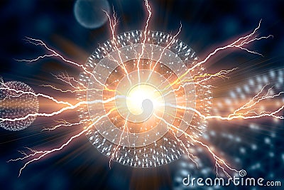 CG model Electricity Nucleus Atom Nuclear explode Stock Photo