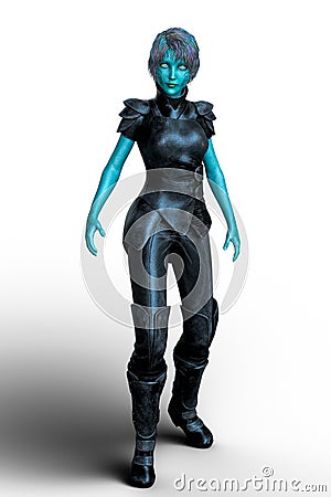 Beautiful Assertive Alien Woman Isolated Stock Photo