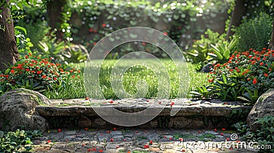 A CG synthesis of a lawn shelf. Stock Photo