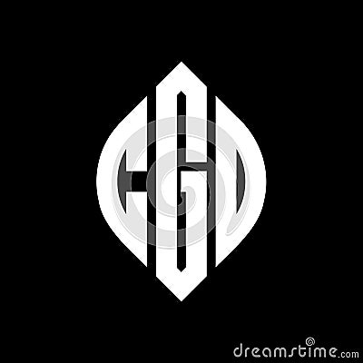 CGD circle letter logo design with circle and ellipse shape. CGD ellipse letters with typographic style. The three initials form a Vector Illustration
