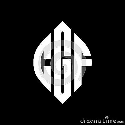 CGF circle letter logo design with circle and ellipse shape. CGF ellipse letters with typographic style. The three initials form a Vector Illustration
