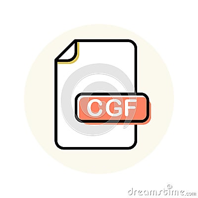 CGF file format, extension color line icon Vector Illustration