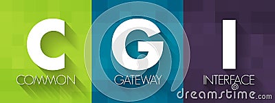 CGI Common Gateway Interface - provides the middleware between www servers and external databases and information sources, acronym Stock Photo