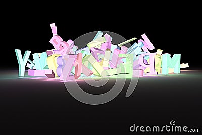 CGI typography, alphabetic character, letter of ABC for design t Cartoon Illustration