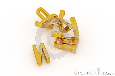 CGI typography, alphabetic character letter of ABC for design texture, background. Concept, learn, modeling & title. Stock Photo