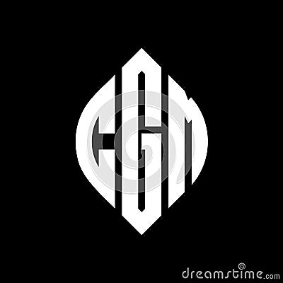 CGM circle letter logo design with circle and ellipse shape. CGM ellipse letters with typographic style. The three initials form a Vector Illustration