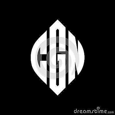 CGN circle letter logo design with circle and ellipse shape. CGN ellipse letters with typographic style. The three initials form a Vector Illustration