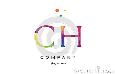 ch c h creative rainbow colors alphabet letter logo icon Vector Illustration