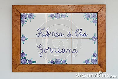 Cha Gorreana - writing on tiles Editorial Stock Photo