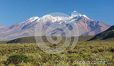 Chachani volcano near Arequipa city in Peru Stock Photo