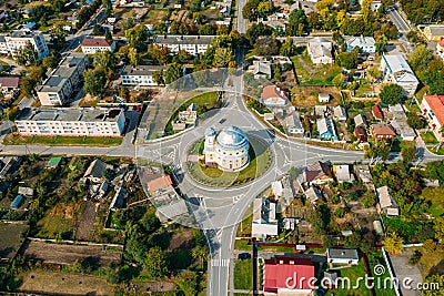 Chachersk, Gomel Region, Belarus. Aerial View Of Skyline Cityscape. Old Transfiguration Church. Historical Heritage In Stock Photo