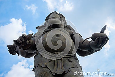 CHACHOENGSAO, THAILAND - JULY 23: Bottom view of large statue of Editorial Stock Photo