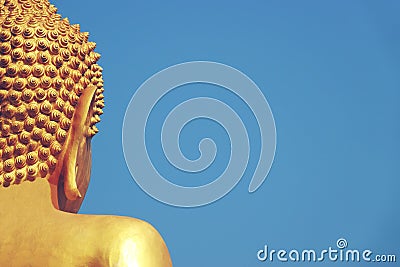 Chachoengseo, Thailand-February 3, 2019:Buddha statue at Wat Veerachote Editorial Stock Photo