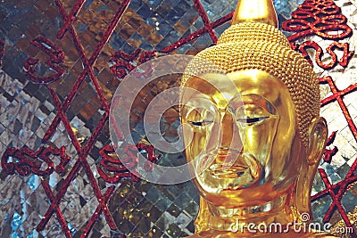 Chachoengseo, Thailand-February 3, 2019:Buddha statue at Wat Veerachote Editorial Stock Photo