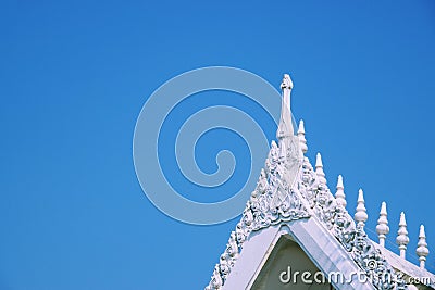 Chachoengseo, Thailand-February 3, 2019: White Buddhist temple roof Editorial Stock Photo