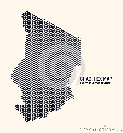 Chad Map Vector Hexagonal Half Tone Pattern Isolated On Light Background Vector Illustration