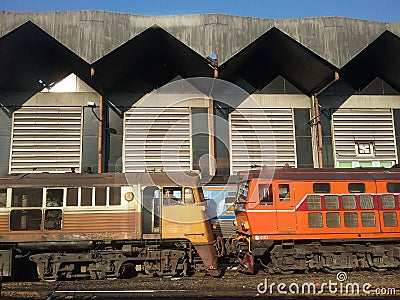 Chadow and color thai train Stock Photo