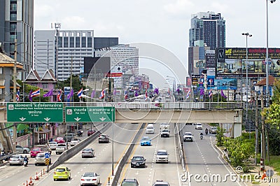 Chaeng Watthana Road street view in thailand. Editorial Stock Photo