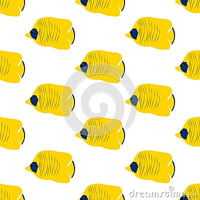 Chaetodon auriga Butterflyfish seamless pattern Vector Illustration