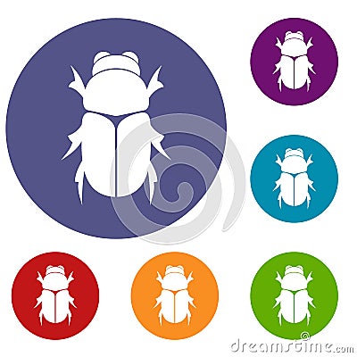 Chafer beetle icons set Vector Illustration