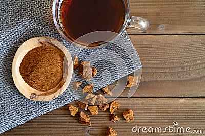Chaga tea mushroom from birch tree using for healing tea or coffee in folk medicine Stock Photo