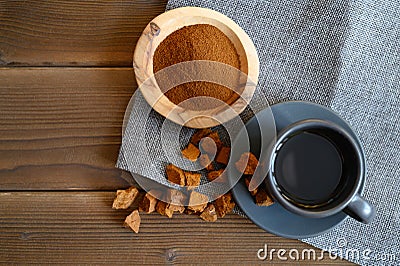 Chaga tea mushroom from birch tree using for healing tea or coffee in folk medicine Stock Photo