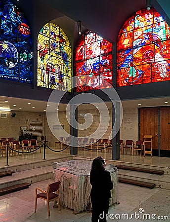 Chagall`s colorful stained glass windows Editorial Stock Photo