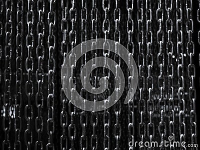 Chain background. Abstract high contrast old grunge texture chains wall. Stock Photo