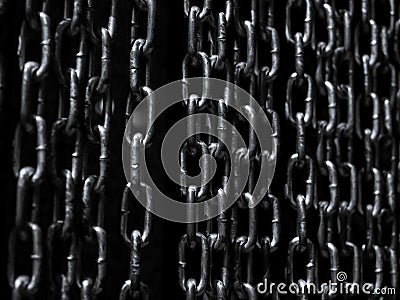 Chain background. Abstract high contrast old grunge texture chains wall. Stock Photo