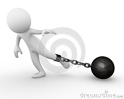 chain ball holding man attached things person cartoon process animation business illustration body weighed