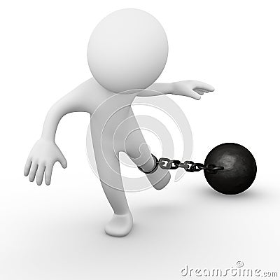 Chain ball attached to a man Stock Photo