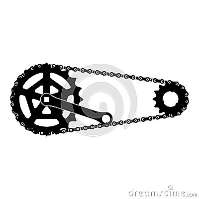 Chain bicycle link bike motorcycle two element crankset cogwheel sprocket crank length with gear for bicycle cassette system bike Vector Illustration