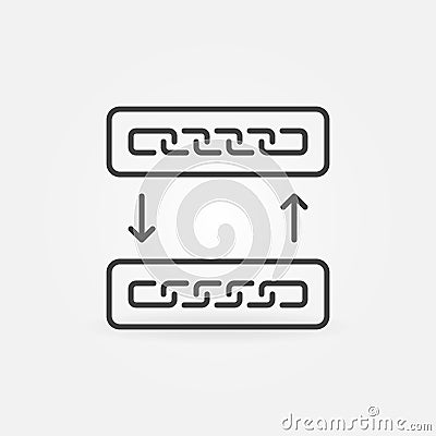 Chain in Blocks with Arrows vector Blockchain outline icon Vector Illustration