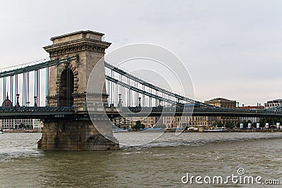 Chain bridge on Danube river in Budapest Stock Photo