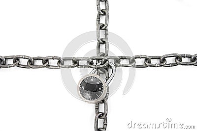 Chain and combination lock Stock Photo