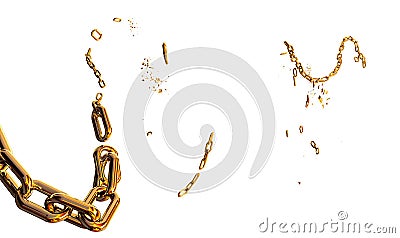 chain golden breaking isolated in transparent background - 3d rendering Stock Photo