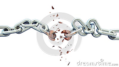 Chain isolated rusty breaking craccking - 3d rendering Stock Photo
