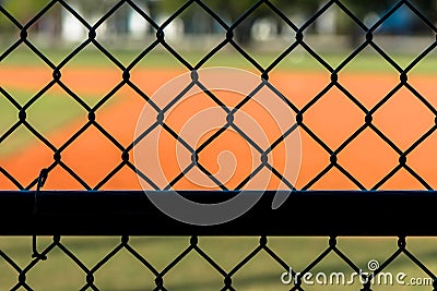 Chain Link Fence at Baseball Field Stock Photo