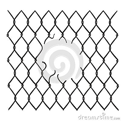 Chain link fence damaged vector. Vector Illustration