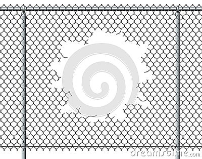 Chain Link Fence Hole Stock Photo