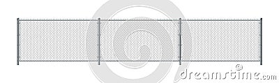 Chain link fence. Metal Wire Fence. Wire grid construction Vector Illustration