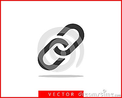 Chain link vector icon. Chainlet element flat design. Concept connection symbol isolated on white background. Vector Illustration