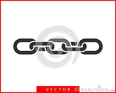Chain link vector icon. Chainlet element flat design. Concept connection symbol isolated on white background Vector Illustration