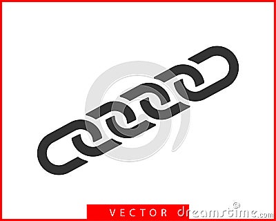 Chain link vector icon. Chainlet element flat design. Concept connection symbol isolated on white background Vector Illustration