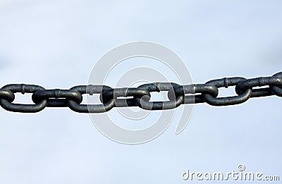 Chain Links Taut Iron Restraint Stock Photo