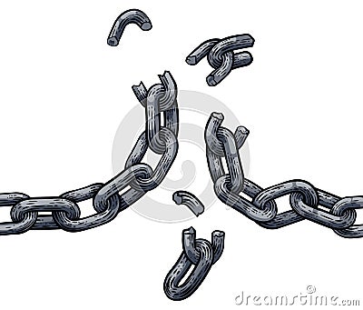 Chain Links Breaking Freedom Design Vector Illustration