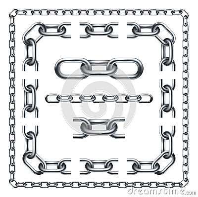 Chain Links Graphic Design Set Vector Illustration